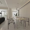 Modern Living Dining Room With Black Blue Sofas Glass Coffee Table And Floor Lamp