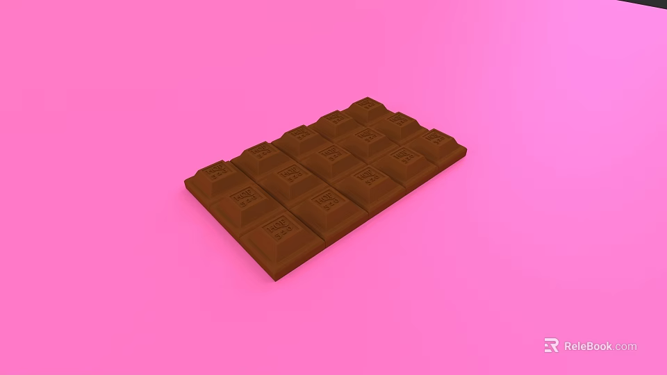 Delicious Brown Chocolate Bar With Square Pieces On Pink Background 3d model 