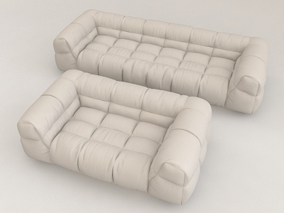 Sofa Leather Rest Casual Sofa Multiplayer Sofa 3d model