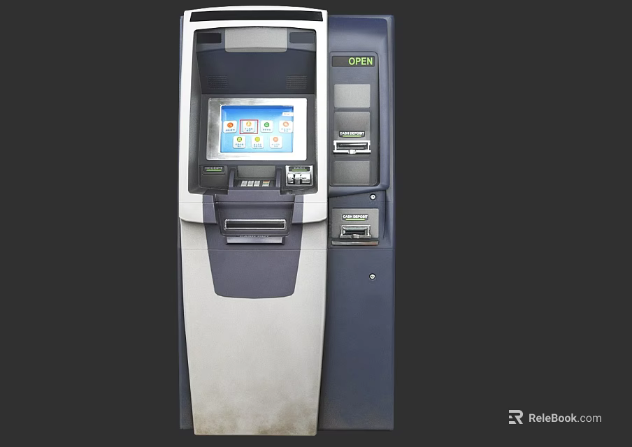Two ATM Machines With Digital Screen For Cash Withdrawal Services 3d model