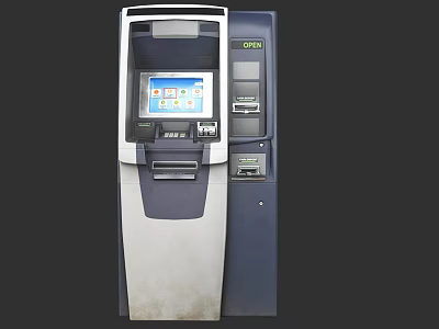 Two ATM Machines With Digital Screen For Cash Withdrawal Services 3d model