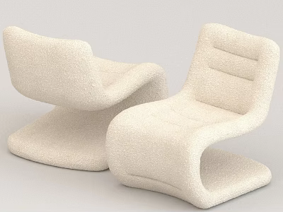 Comfortable Cream Colored Modern Single Sofa With Curved Design And Soft Upholstery 3d model