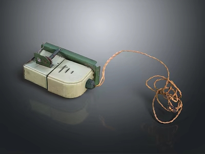 Vintage Household Sewing Machine with Green Presser Foot and Coiled Electric Cord 3d model