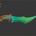 Fantasy Weapon Knife With Green Blade Red Blue Handle And Silver Accents