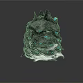 Mysterious Creature Character With Multiple Blue Eyes Black Spiky Surface And Silver Accents