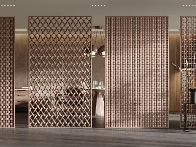Elegant Metal Room Divider With Geometric Lattice Design In Modern Interior Space 3d model