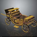 Vintage Wooden Carriage Model With Yellow Red Color Wheels And Roof Rail Design