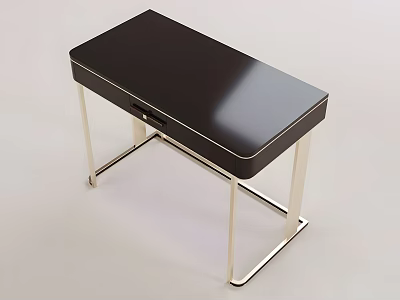Minimalist Modern Dressing Table With Sleek Black Top And Metal Legs Design 3d model