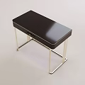 Minimalist Modern Dressing Table With Sleek Black Top And Metal Legs Design