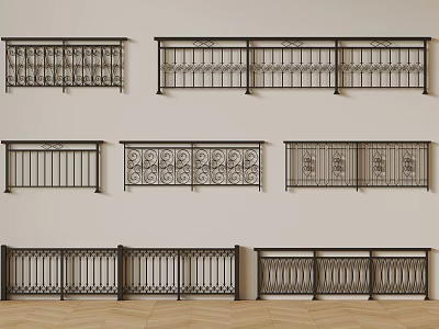Assorted Metal Railings With Diverse Designs For Home And Building Decoration 3d model