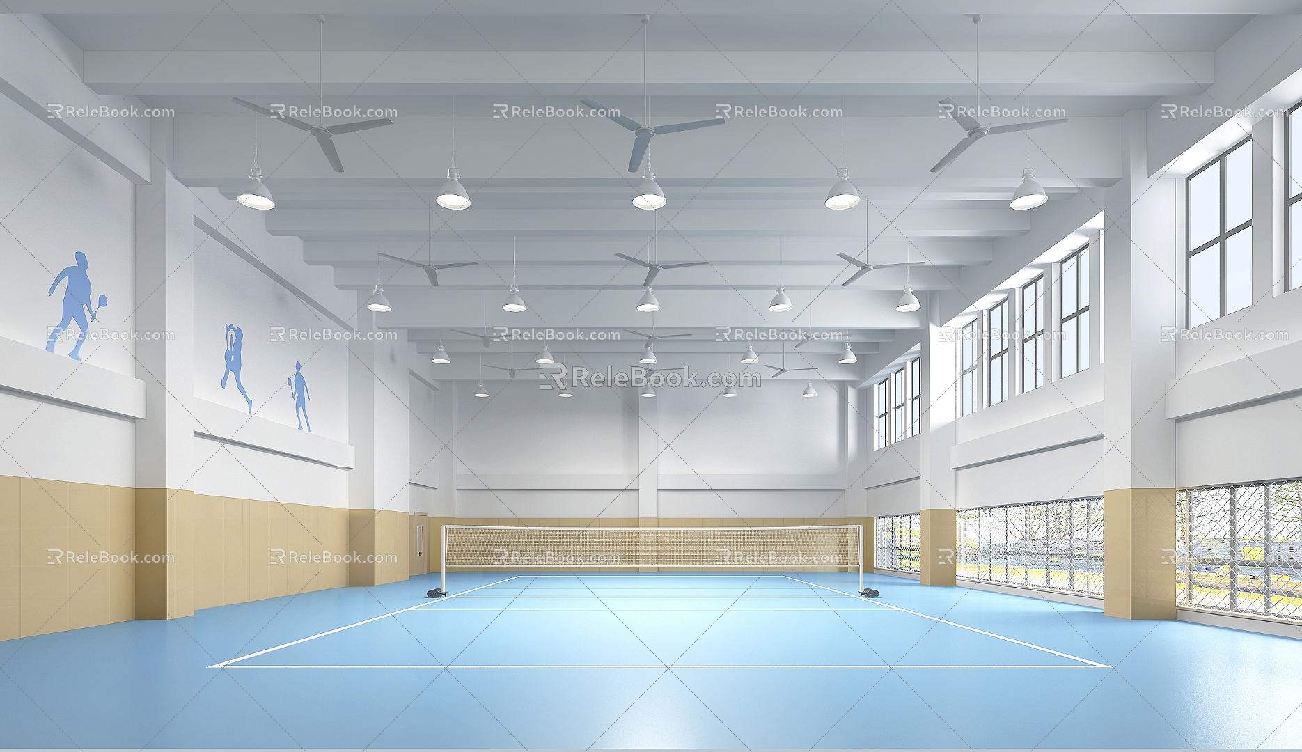 Modern badminton hall rain playground 3d model