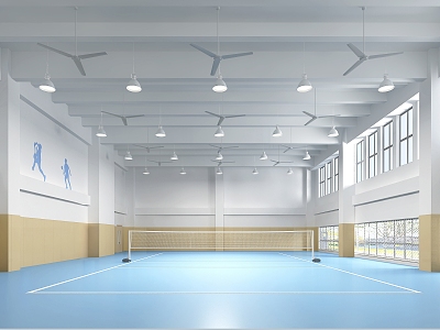 Modern badminton hall rain playground 3d model