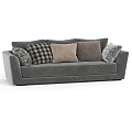 Gray Multi Seat Sofa With Plaid Textured And Geometric Patterned Cushions 3d model