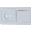 White Electrical Wall Switch And Socket Combination With Modern Panel Design For Home Interior