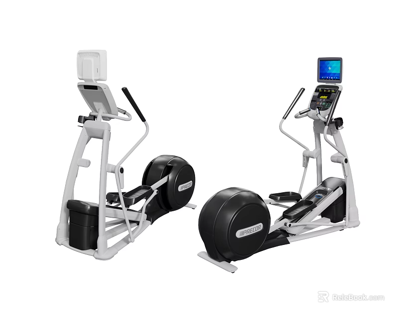 Modern Elliptical Fitness Equipment with Digital Screens and Sleek Black White Design 3d model 