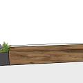 Wooden Landscape Seats With Black Planter And Green Plants For Outdoor Space