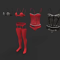 Fashionable Lingerie Collection with Red Black Lace Bras Corsets and Stockings
