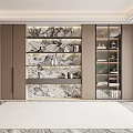 Elegant Modern Bookcase Interior Design With Marble Decor Glass Doors And Storage Spaces