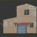Two Story Model Building With Red Tiled Roof Staircase Colorful Doors Windows And Balcony
