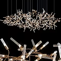 Elegant Modern Unique Design Chandelier With Metal Branches And Transparent Tubes For Interior Illumination