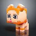 Cute Pixel Style Orange Cat Doll With Big Eyes And Tongue Sticking Out