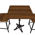 Dining Table Set With Square Rectangular Shapes And Blue Wooden Gray Chairs 3d model