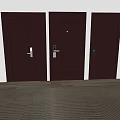 Three Brown Modern Security Doors With Different Lock Designs And Handles 3d model