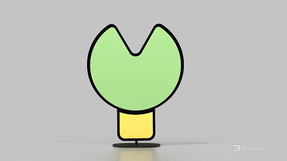 Green Round Cartoon Decoration With Yellow Base And Simple Design 3d model 