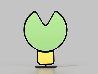 Green Round Cartoon Decoration With Yellow Base And Simple Design 3d model