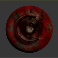 Rusty Red And White Gas Cylinder Isolated On Dark Background