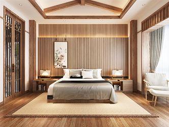 New Chinese Room Hotel Room Homestay Room Standard Room 3d model