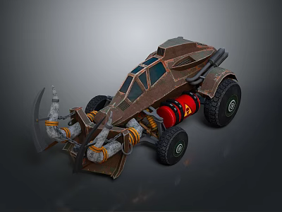 Modified Combat Vehicle Weapon With Mechanical Claw And Red Fuel Tank 3d model