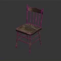 Vintage Wooden Chair With Carved Backrest Straight Legs And Visible Wood Grain