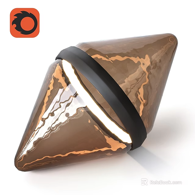 Modern Conical Brown Floor Lamp With Textured Surface And Black Accent Band 3d model 