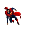 Superman Game Movie Character Flying Pose With Blue Costume and Red Cape