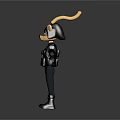 Game Movie Character With Cat Like Appearance Black Hat Yellow Tail Tactical Vest And Boots