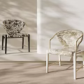 Modern Floral Print Upholstered Dining Chairs With Golden Metal Accents For Luxury Home Dining Space