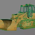 Yellow Tracked Functional Bulldozer Vehicle With Front Bucket And Cab 3d model