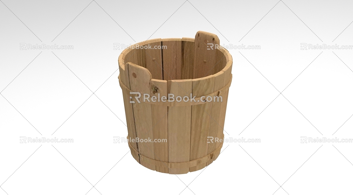 High-grade wooden bucket 911 3d model