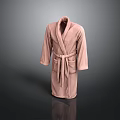 Soft Pink Bathrobe With Long Sleeves And Comfortable Tie Waist Design