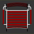 Red and White Metal Frame Leisure Chair with Striped Seat and Backrest