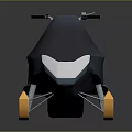 Modern Snowmobile 3D Model With Orange Seat Black Body And Skis