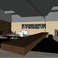 Modern Book Bar Coffee Book Shop 3d model
