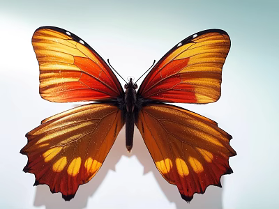 Vibrant Orange Red Butterfly with Yellow Spots on Wings Against Light Background 3d model