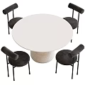 Modern Dining Table Set With White Textured Base And Black Upholstered Chairs 3d model