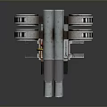 Multi Barrel Metal Mechanical Weapon With Support Stand And Detailed Structure