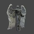 Detailed Game Movie Character Statue Featuring Muscular Build And Spread Wings