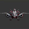 Red And White 3D Rendered Aircraft Model With Unique Wing Design And Engines