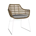 Stylish Leisure Chair With Wicker Design Metal Frame And Gray Cushion In Modern Minimalist Style
