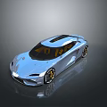 Modern Sleek Silver Sports Car With Transparent Roof And Golden Wheels